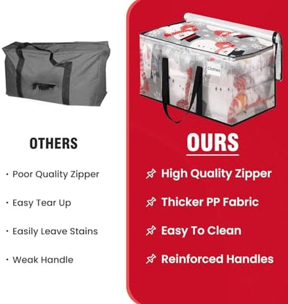 Clear Heavy Duty Extra Large Moving Bags, Reinforced Handle and Double Zipper Storage Bags, Packing Bags Alternative (8 Packs)