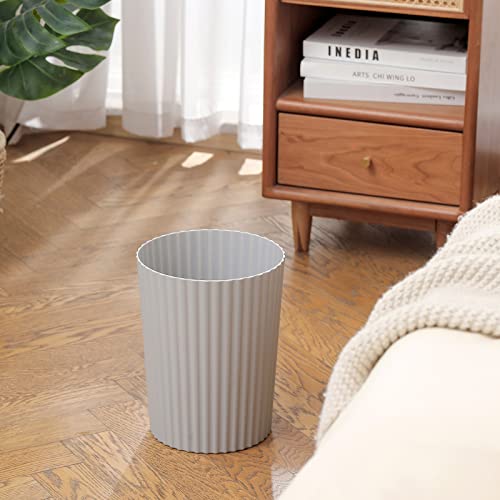 JiatuA Small Trash Can Plastic Wastebasket Round Garbage Container Bin for Bathroom, Kitchen, Bedroom, Home Office, College Dorm, Grey 2 Pack