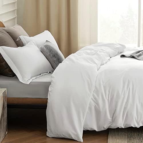 Bedsure White Duvet Cover Queen Size - Soft Double Brushed Bedding Set for Kids & Adults, Zipper Closure, 3 Pieces, Includes 1 Duvet Cover (90"x90") & 2 Pillow Shams, NO Comforter