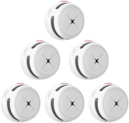 AEGISLINK Smoke Alarm 10-Year Battery with Test/Silence Button, Fire Alarm with Photoelectric Sensor, Low Battery Warning, S500 (Independent, 6-Pack)