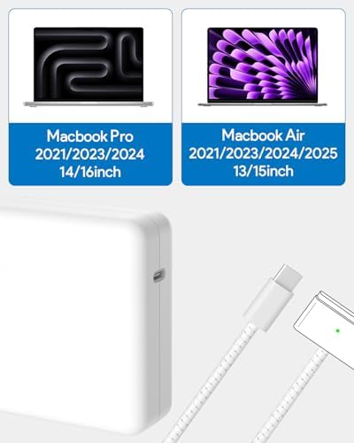 Mac Book Pro Charger - 96/70W USBC to Magnetic 3 Charger for Mac pro 14-16inch 2021 2023 2024 M1 M2 M3 M4, Mac Air 13-15inch 2022 2023 2024 2025 M2 M3 M4, Include 6.6ft Charge Cable