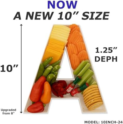 10" Reusable Plastic Box Form Tray Display for Treats, Charcuterie, Cake Pop, Candy, Charcuterie Box, Custom Charcuterie Letters Fillable - Reusable Letter Box - (White Plastic, &)