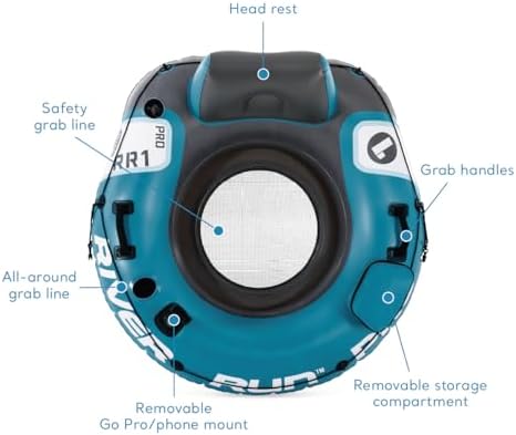INTEX 56843EP River Run 1 Pro Inflatable Floating Lounge: GoPro/Phone Mount – Built-in Cup Holder and Storage Compartment – Durable Grab Handles – Easy-to-Use Connectors – 220lb Weight Capacity