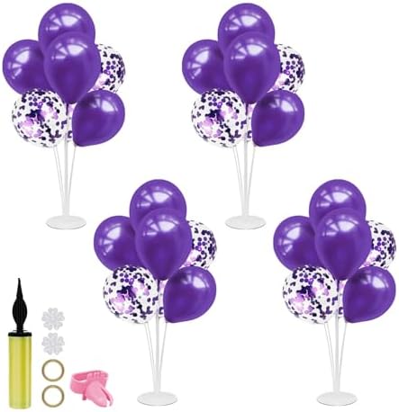 Purple Balloon Stand Centerpiece Table Decorations for Birthday Bridal Shower Wedding Engagement Mother's Day Graduation Halloween Party Decorations(Purple set4)