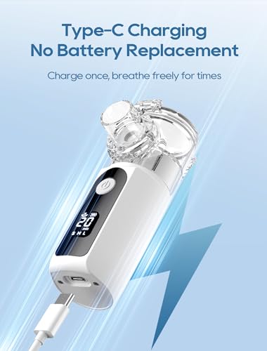 Portable Nebulizer for Adults and Kids with Smart LED Display, 3 Modes & Auto-Cleaning, Handheld Nebulizer for Home and Travel Use