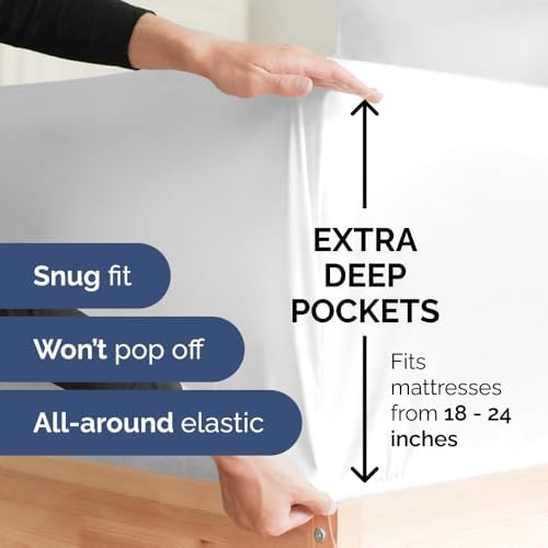 Extra Deep King Sheet Set - 6 Piece Breathable and Cooling Sheets - Hotel Luxury Bed Sheets Set - Easy & Secure Fit - Soft, Wrinkle Free and Comfy Sheets Set - White Sheet Set with Extra Deep Pockets