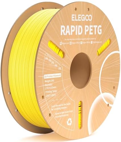 ELEGOO Rapid PETG Filament 1.75mm Yellow 1KG, High Speed 30-600mm/s 3D Printer Filament Dimensional Accuracy +/- 0.02 mm, 1kg Cardboard Spool(2.2lbs) Fits for Most FDM 3D Printers