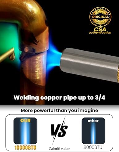 Propane Torch Head, GJ-8000pro High Intensity Torch Head, Trigger Start Gas Torch Kit for Propane, Pencil Flame Welding Torch Fuel by Mapp/Map/Propane, Soldering, Cooking（CSA Certified)