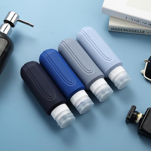 Travel Bottles for Toiletries, Large 6oz Oversize Containers, BPA Free Leak Proof Tubs Refillable Liquid Traveler Accessories with Toiletry Bag for Cometic Shampoo and Lotion Soap (4 Pack)