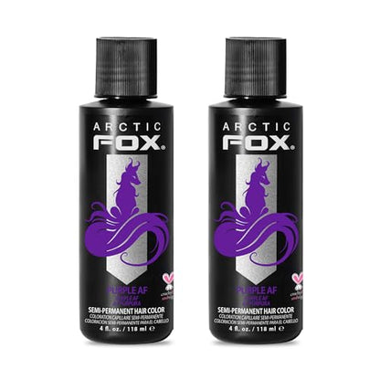 Arctic Fox Semi-Permanent Hair Dye, Vegan & Cruelty-Free, Conditioning, Ammonia-Free, Long Lasting, Purple AF, For All Hair Types, 4 Fl Oz (Pack of 2)