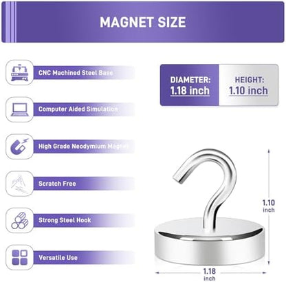 Neosmuk Magnetic Hooks, Cruise Ship Essentials, 100lb+ Heavy Duty Magnetic Hooks for Cruise Cabins, Refrigerator, Grill, Hanging, and Travel | Extra Strong Must-Haves Magnet Hook,Gold