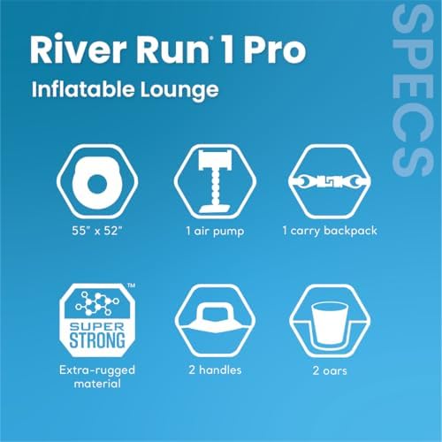 INTEX 56843EP River Run 1 Pro Inflatable Floating Lounge: GoPro/Phone Mount – Built-in Cup Holder and Storage Compartment – Durable Grab Handles – Easy-to-Use Connectors – 220lb Weight Capacity