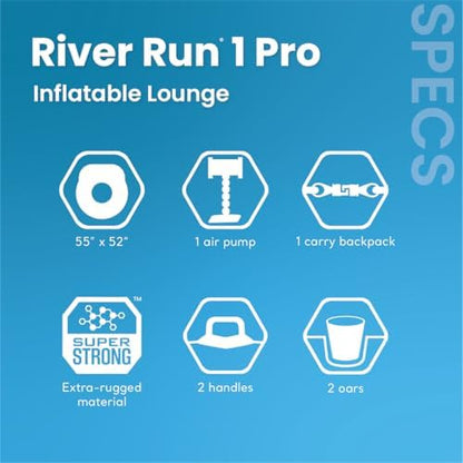 INTEX 56843EP River Run 1 Pro Inflatable Floating Lounge: GoPro/Phone Mount – Built-in Cup Holder and Storage Compartment – Durable Grab Handles – Easy-to-Use Connectors – 220lb Weight Capacity