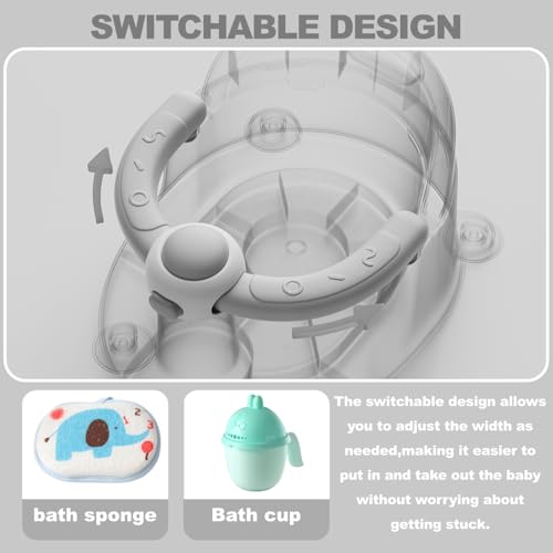 Baby Bath Seat for Babies 6 Months & up, Non-Slip Toddler Bath Seat for Baby & Newborn, Sit Up Bath Seat for Baby,Grey