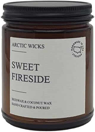 Scented Coconut Beeswax Candles | Coconut Beeswax Non Toxic Candle 9oz Amber | Farmhouse Candles Non-Toxic Clean Burn 100% USDA Certified Biobased (Sweet Fireside)