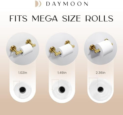 Day Moon™ Gold Toilet Paper Holder - Brushed Gold Toilet Paper Holder Wall Mount - Modern Toilet Paper Roll Holder - Gold Bathroom Toilet Paper Holder - Pivoting Toilet Paper Holder Gold