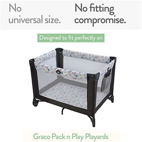 Pack and Play Sheets Fitted – Compatible with Graco Pack n Play Playard Crib and Other 27 x 39 Inch Playpen Mattress – Snuggly Soft 100% Jersey Cotton – Dusty Blue + Navy – 2 Pack