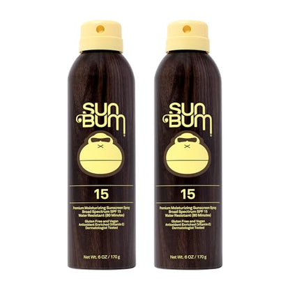 Sun Bum Original SPF 15 Sunscreen Body Spray | Broad Spectrum Moisturizing Sunblock with Vitamin E | Hawaii 104 Act Compliant (Octinoxate & Oxybenzone Free) | 2 Pack, 6 oz