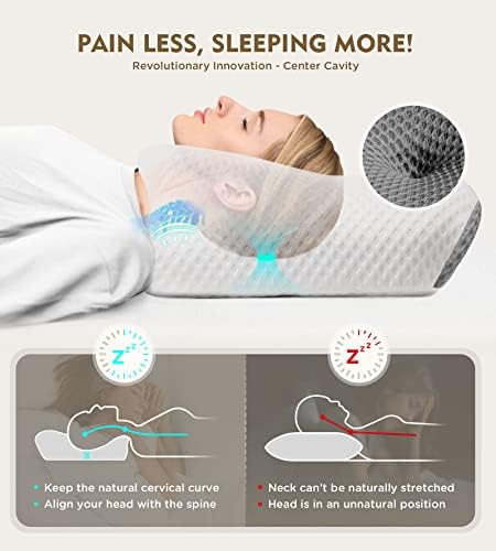 Osteo Cervical Pillow for Neck Pain Relief, Hollow Design Odorless Memory Foam Pillows with Cooling Case, Adjustable Orthopedic Bed Pillow for Sleeping, Support for Side Back Sleepers