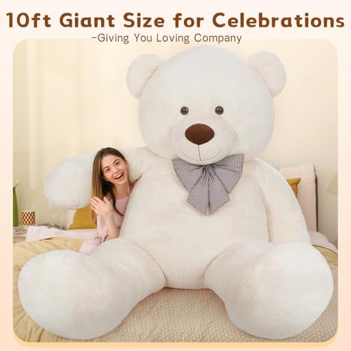 MaoGoLan Giant Teddy Bear 10ft Stuffed Animal, Huge Jumbo Size 10 Feet Teddy Bear Plush, Charming and Fluffy Teddy Bear for Decorations, Celebrations,Valentines Day,Baby Shower,White