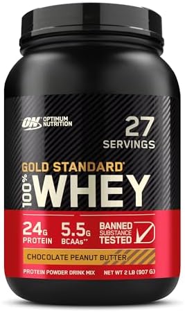 Optimum Nutrition Gold Standard 100% Whey Protein Powder, Chocolate Peanut Butter, 2 Pound (Packaging May Vary)
