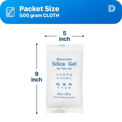 Dry & Dry 500 Gram [100 Packets] Silica Gel Packets Desiccants, Silica Packets - Rechargeable Silica Gel Packs, Desiccants Packets, Silica Gel