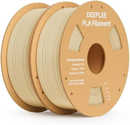 DEEPLEE PLA 1.75mm 3D Printer Filament, Dimensional Accuracy +/- 0.02mm, Neatly Wound, No Clogging, Vacuum Package, Fits for Most FDM 3D Printers, 2 Pack 1kg Beige
