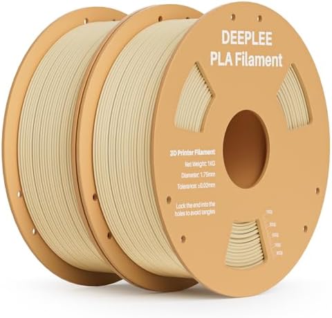 DEEPLEE PLA 1.75mm 3D Printer Filament, Dimensional Accuracy +/- 0.02mm, Neatly Wound, No Clogging, Vacuum Package, Fits for Most FDM 3D Printers, 2 Pack 1kg Beige