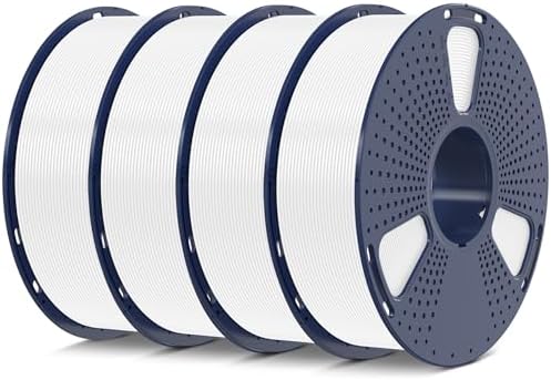 SUNLU 4kg PLA 3D Printer Filament Bundle, Neatly Wound PLA Filament 1.75mm ±0.02mm, Individually Vacuum Packed, 4kg in Total, 1kg per Spool, 4 Pack, 4000g, 4White