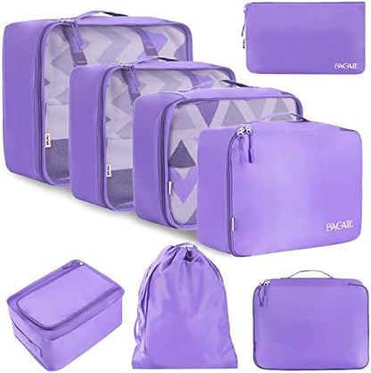 BAGAIL 8 Set Packing Cubes Luggage Packing Organizers for Travel Accessories-Light Purple