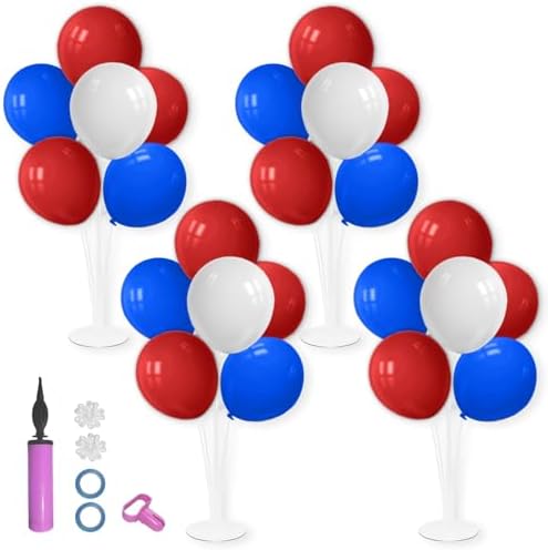 Red White and Blue Balloon Stand Centerpiece Table Decorations for 4th of July Father's Day Graduation Birthday Party Decorations(Red white blue set4)