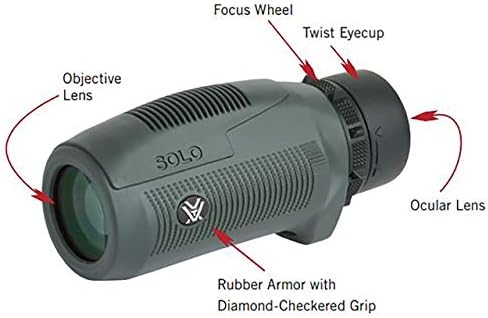 Vortex Optics Solo Monocular 8x25 - Adjustable Eyecup, Fully Multi-Coated Lenses, Rubber Armor, Non-Slip Grip, Fogproof, Waterproof - Unlimited, Unconditional Warranty