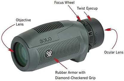 Vortex Optics Solo Monocular 8x25 - Adjustable Eyecup, Fully Multi-Coated Lenses, Rubber Armor, Non-Slip Grip, Fogproof, Waterproof - Unlimited, Unconditional Warranty