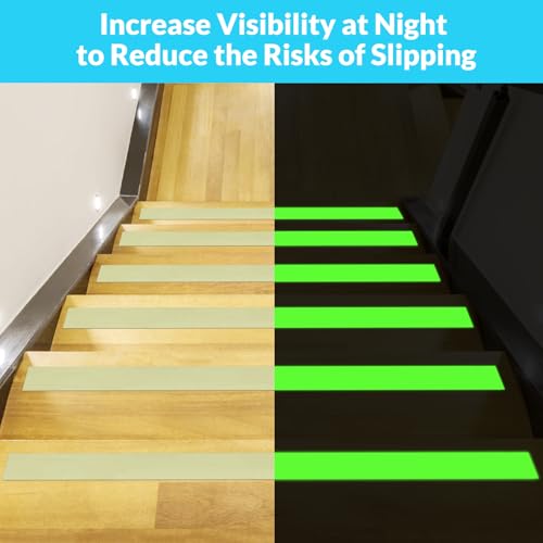LifeGrip Anti Slip Traction Tape with Glow in Dark Green, 2 Inch x 38 Feet - Best Grip, Friction, Abrasive Adhesive for Stairs, Tread Step, Indoor and Outdoor, Luminous Green (2 inch X 38 feet)