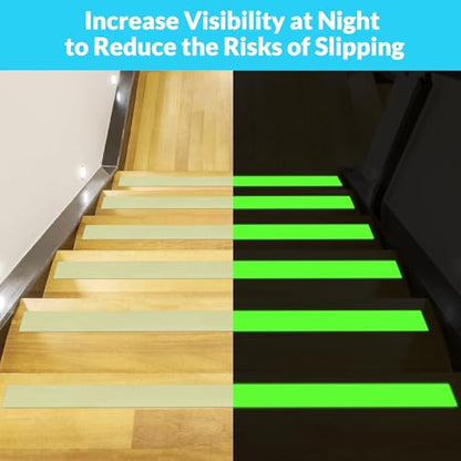 LifeGrip Anti Slip Traction Tape with Glow in Dark Green, 2 Inch x 38 Feet - Best Grip, Friction, Abrasive Adhesive for Stairs, Tread Step, Indoor and Outdoor, Luminous Green (2 inch X 38 feet)