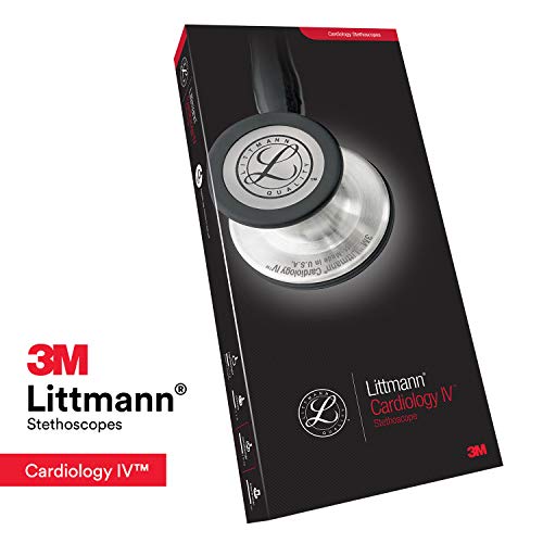 3M Littmann Cardiology IV Diagnostic Stethoscope, 6232, More Than 2X as Loud, Weighs Less, Stainless Steel High Polish Smoke-Finish Chestpiece, 27" Black Tube, Stem, and Headset