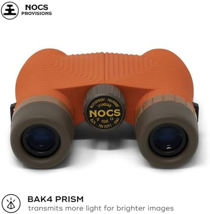 Nocs Provisions Standard Issue 8x25 Waterproof Binoculars, 8X Magnification, Bak4 Prism, Wide View Multi-Coated Lenses for Bird Watching, Hiking & Backpacking - Poppy Orange II
