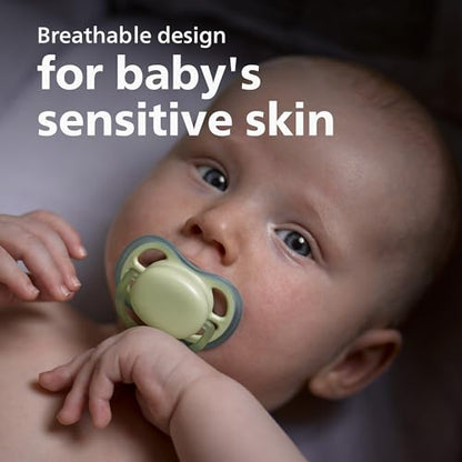 Philips Avent Ultra Air Pacifier - 4 x Light, Breathable Baby Pacifiers for Babies Aged 0-6 Months, BPA Free with Sterilizer Carry Case, SCF085/48