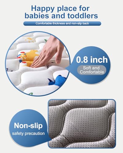 Odorless Premium Foam Baby Play Mat 79" x 71", Soft Microfiber Fabric Crawling Mat for Floor- Comfortable and Hypoallergenic, Non-Slip Cushioned Floor Playpen mat for Infants,Babies,Toddlers