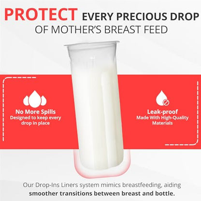 Playtex Baby Nurser Pre-Sterilized Disposable Drop-Ins Bottle Liners, Anti-Colic, Gas Reduction, Closer to Breastfeeding, 8 Oz, 100 Count