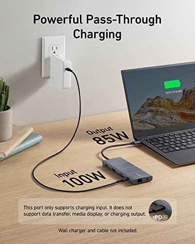 Anker USB C Hub, 11-in-1 Docking Station Dual Monitor, 10 Gbps USB-C and USB-A Data Ports, 4K HDMI and DisplayPort, 85W Power Delivery, 2 Data Ports, Ethernet, for XPS