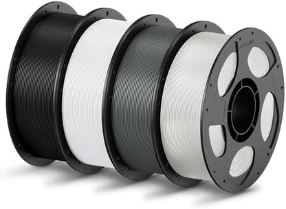 ANYCUBIC PLA Filament 1.75mm Bundle, 3D Printing PLA Filament 1.75mm Dimensional Accuracy +/- 0.02mm, 1KG Reusable Spool (2.2 lbs), 4KG Black + White + Gray + Clear