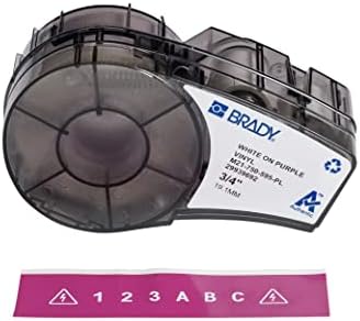 Brady Authentic (M21-750-595-PL) All-Weather Vinyl Label for Indoor/Outdoor ID, Lab and Equipment Labeling, White on Purple- For M210, M210-LAB, M211, BMP21-PLUS and BMP21-LAB Printers, .75" W, 21' L