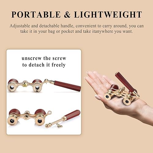 Aroncent Opera Glasses Binoculars 3X25 Theater Glasses Mini Binocular Compact with Handle for Adults Kids Women in Musical Concert