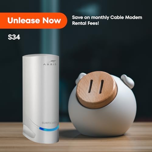 ARRIS (S34) - Cable Modem - Fast DOCSIS 3.1 Multi-Gigabit Cable Modem, for Comcast Xfinity, Cox, Spectrum & More, 2.5 Gbps Max Internet Speeds, 2 Year Warranty - (No Built-in WiFi)
