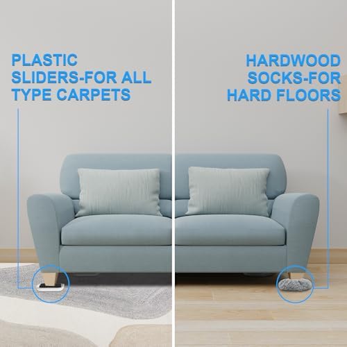 New Upgrade Furniture Sliders, Multi-Surface 3-in-1 Furniture Movers Sliders, Heavy Moving Pads with 8PCS 4.3" Carpet Sliders+4PCS Hard Floor Socks+1 Lifter, Protect Floor and Easily Move Furniture