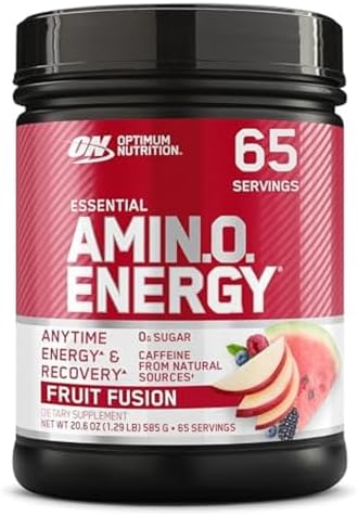 Optimum Nutrition Amino Energy - Pre Workout with Green Tea, BCAA, Amino Acids, Keto Friendly, Green Coffee Extract, Energy Powder - Fruit Fusion, 65 Servings (Packaging May Vary)