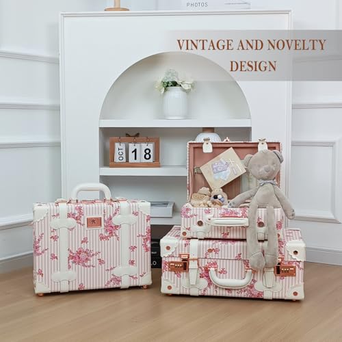 Unitravel Baby Keepsake Case, 13" Handmade Memory Storage Box, Newborn Keepsake Box, Vintage Suitcase for Baby Shower, Baptism, Naming Ceremony or Birthday (floral)