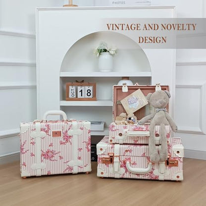 Unitravel Baby Keepsake Case, 13" Handmade Memory Storage Box, Newborn Keepsake Box, Vintage Suitcase for Baby Shower, Baptism, Naming Ceremony or Birthday (floral)