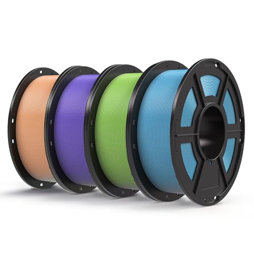 Anycubic PLA 3D Printer Filament Bundle, Intelligent PLA Filament, 1.75mm Dimensional Accuracy +/- 0.02mm, 1KG Spool, 4KG, Peach Pink, Interstellar Violet, Tropical Turquoise, Spring Leaf